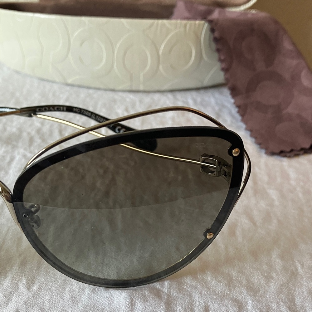 Coach: Light Gold (L1037) Sunglasses- Cat Eye Frame- Case & Cloth - Picture 5 of 16